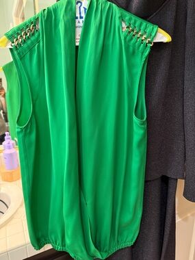 Michael Kors Emerald Green Sleeveless Draped Top